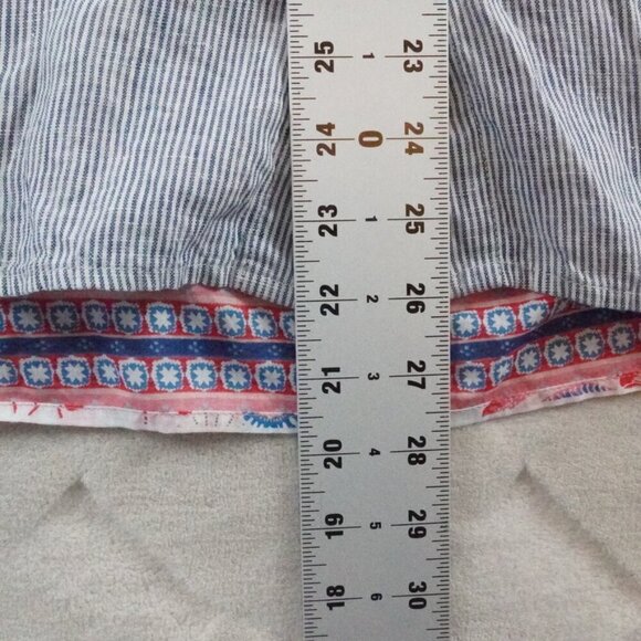 J.Jill Linen Button Up Top Womens Large Mix Media Floral Black Short Sleeve - Picture 7 of 10